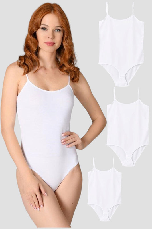 Body 3er Pack Damen Trägerbody Spaghettiträger - mit Hakenverschluss