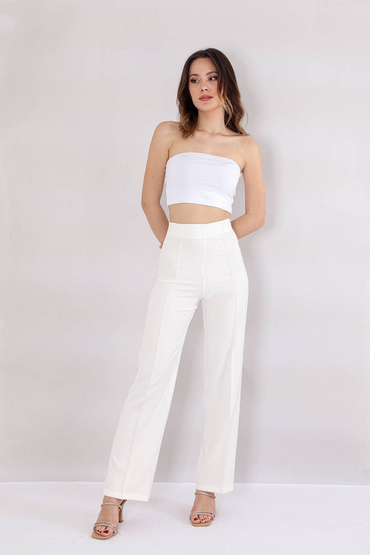 Bootcuthose Damen Hose Hochtailliert Krepphose - Elegante Büro- und Freizeithose