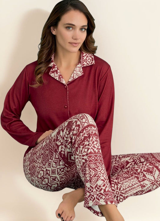 Schlafanzug Thermal Pyjama Damen Set – Wärmendes Winter Pijama