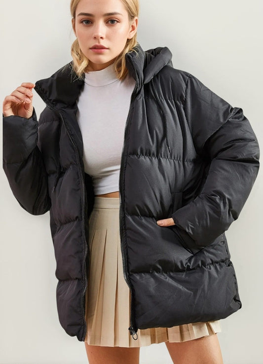 Steppmantel Damen Jacke mit Kapuze Wasserabweisend