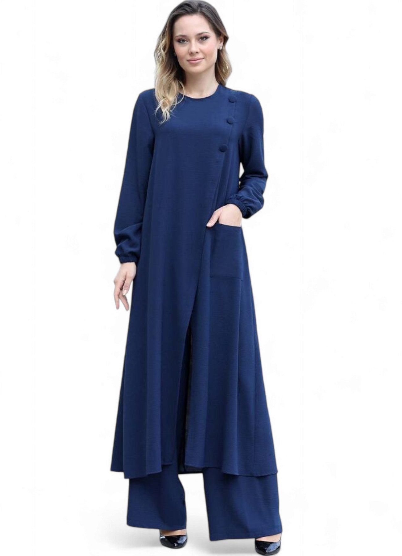Longtunika Eleganter Damen Zweiteiler mit weiter Hose – Hijab Modest Fashion