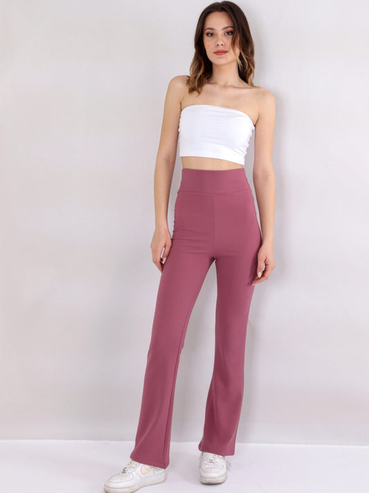 Schlaghose Damen Scuba Hose High Waist - elastisch für Yoga, Freizeit & Abendmode