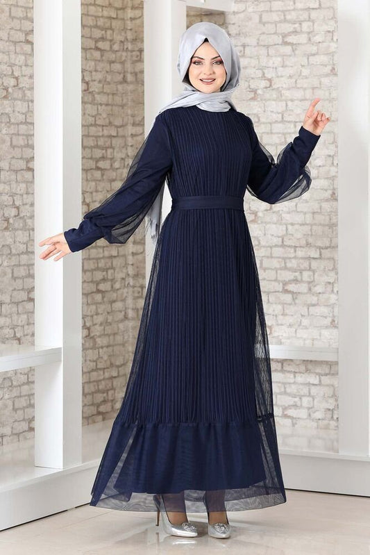 Abendkleid Maxikleid mit Faltendetail – Abaya Hijab Mode Modest Fashion