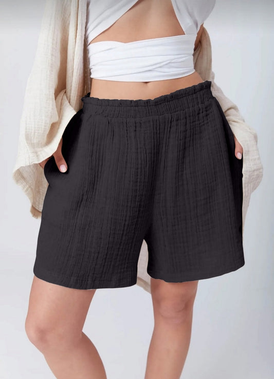 Shorts Damen Palazzo-Shorts aus Musselin - Sommerhose aus 100% Baumwolle