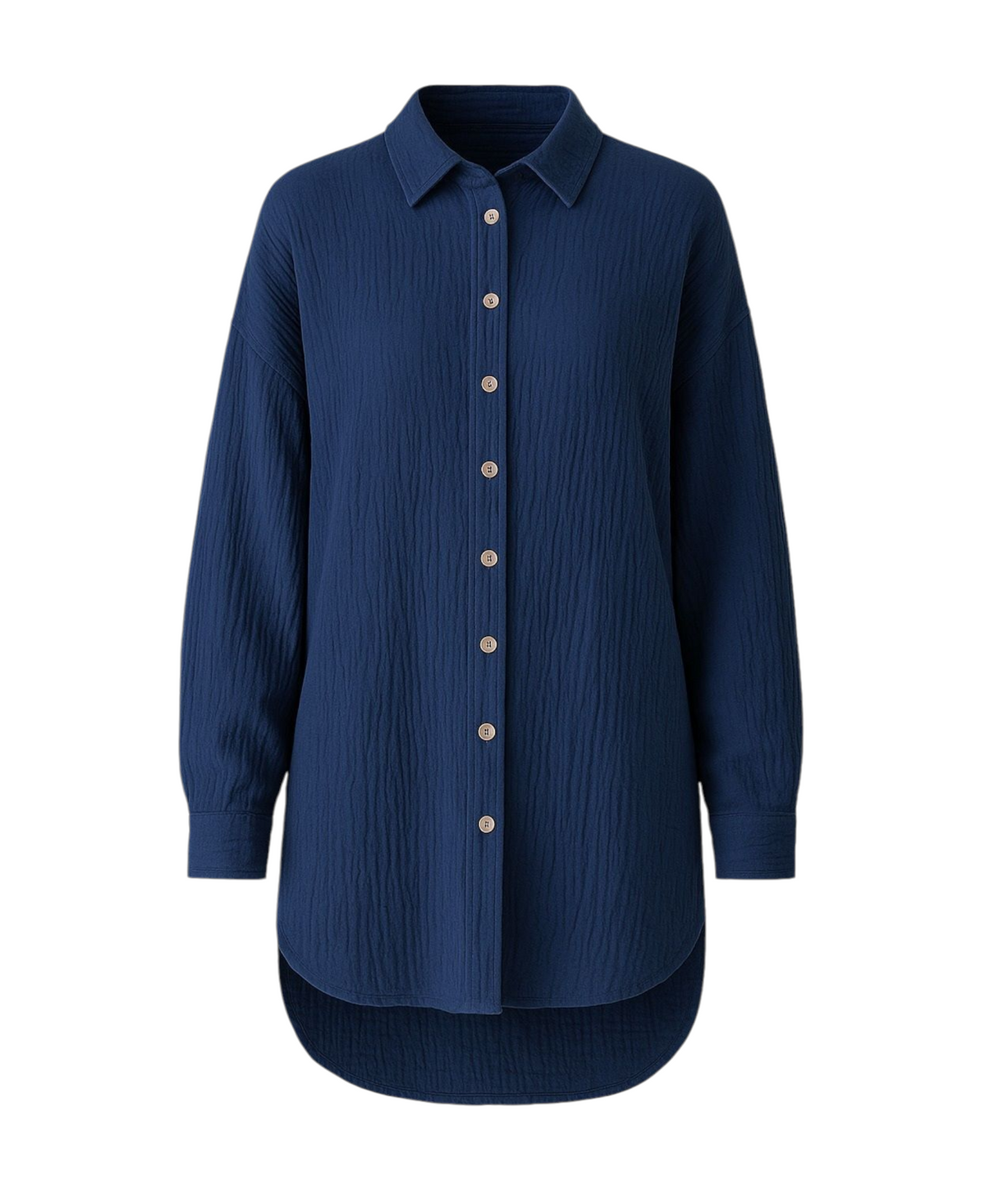 Hemdbluse – Oversize Musselin Hemd 100 % Baumwolle, Kokosknöpfe, Einheitsgröße