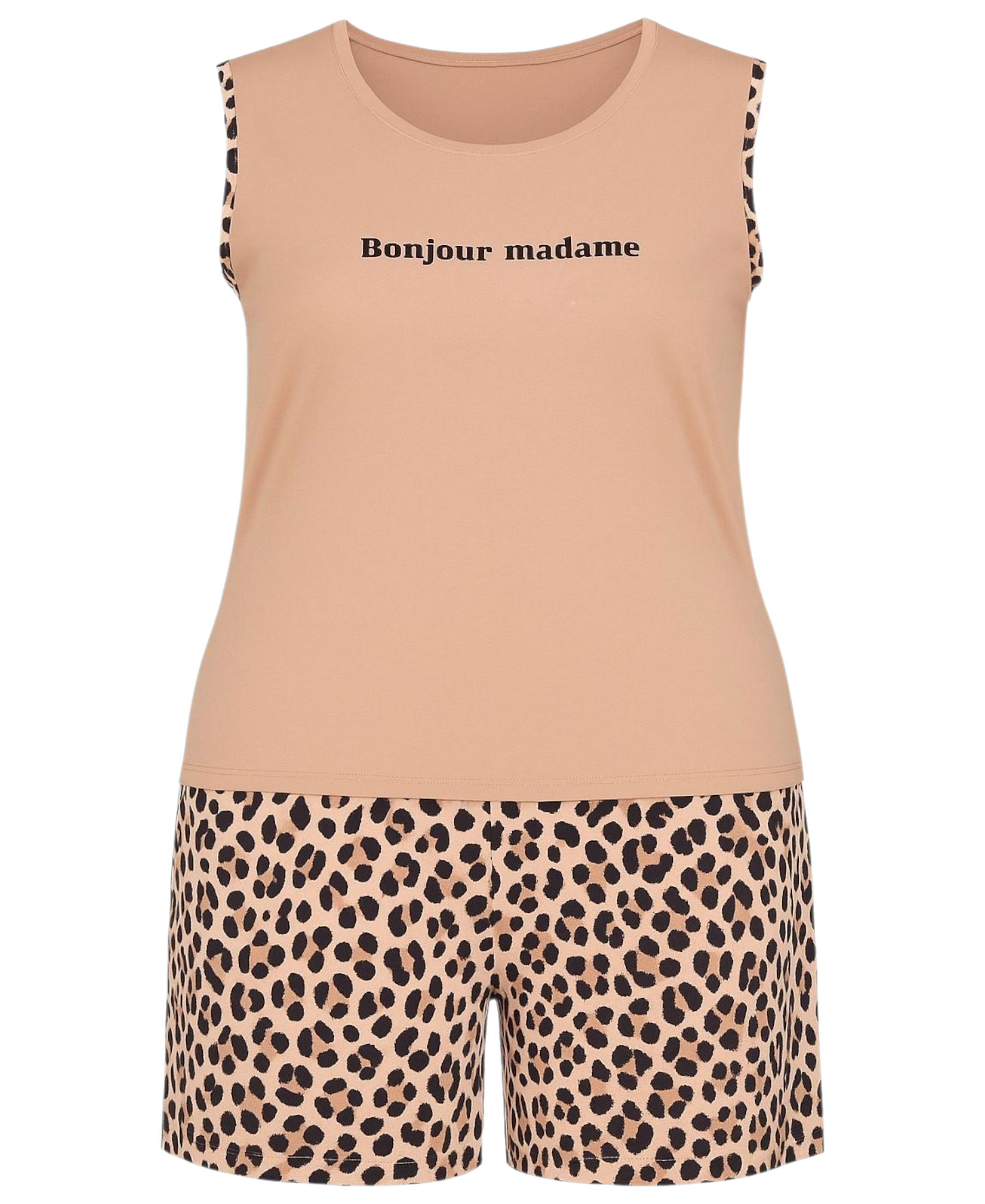 Pyjama Damen Hausanzug große Größen – Schlafanzug mit Shorts & ärmellosem Top