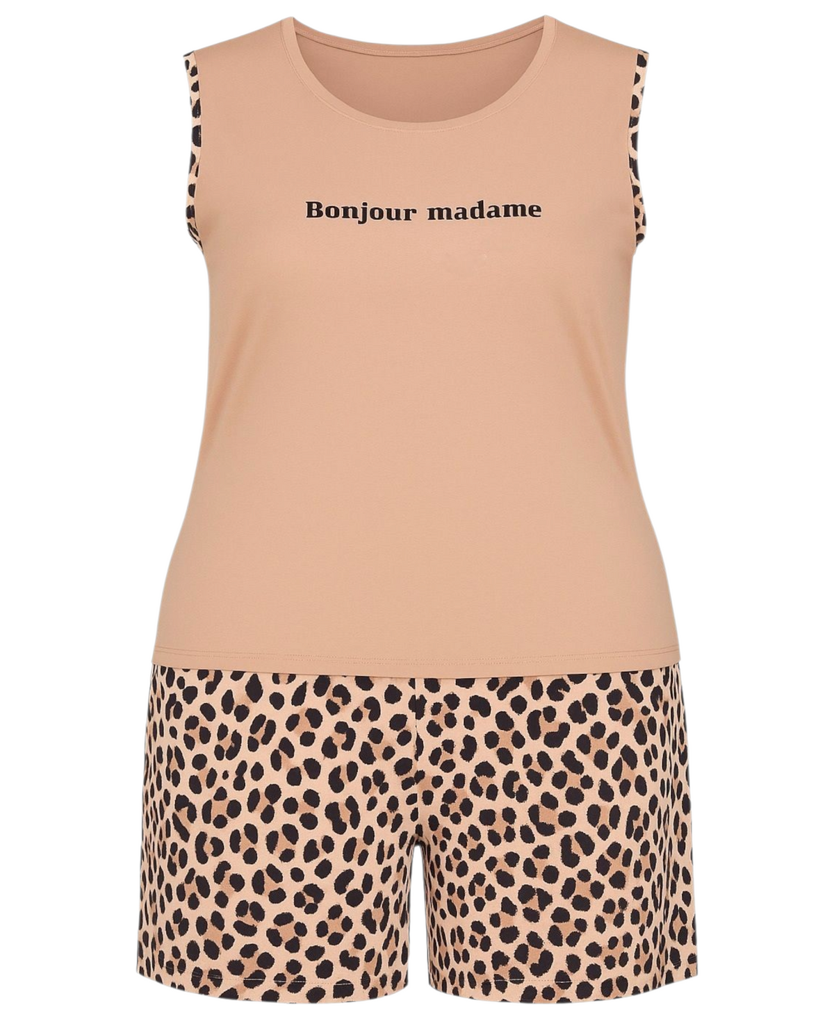 Pyjama Damen Hausanzug große Größen – Schlafanzug mit Shorts & ärmellosem Top