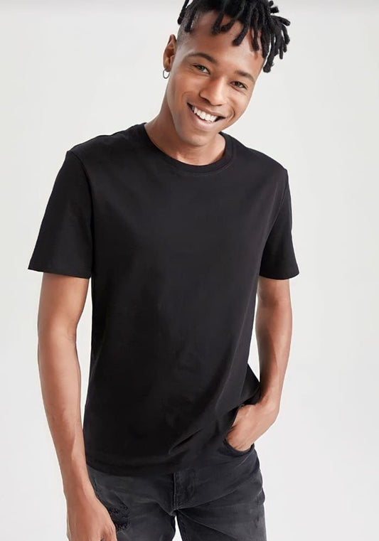 T-Shirt Herren Basic T-Shirt schwarz S M L XL XXL Kurzarm Shirt Baumwolle