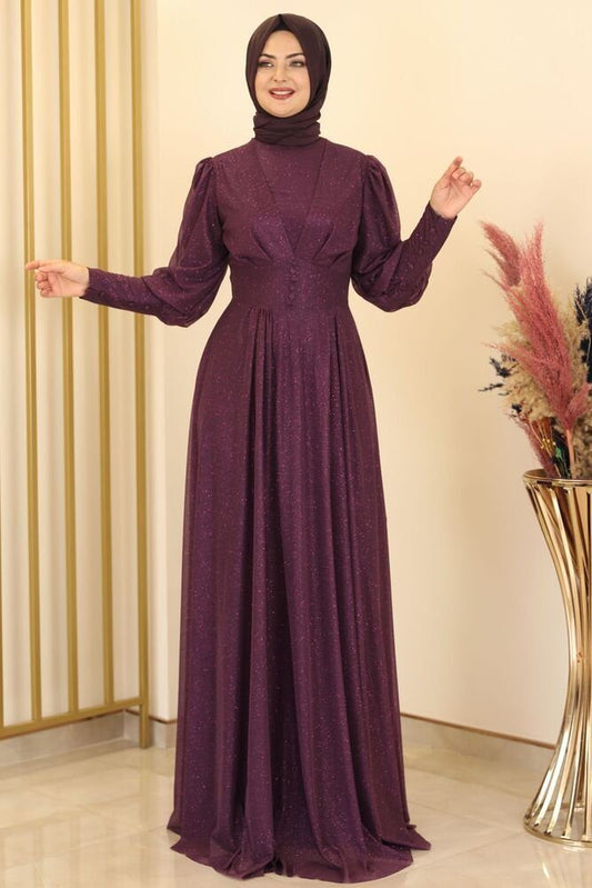 Abendkleid Elegantes Glitzerndes Tüllkleid - Hijab Kleid Modest Fashion
