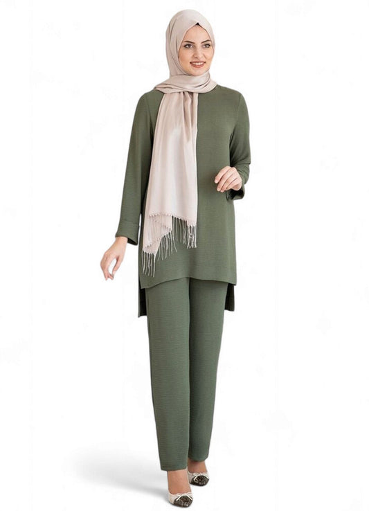 Longtunika Damen Zweiteiler Set - Langärmlige Tunika und Hose - Modest Fashion