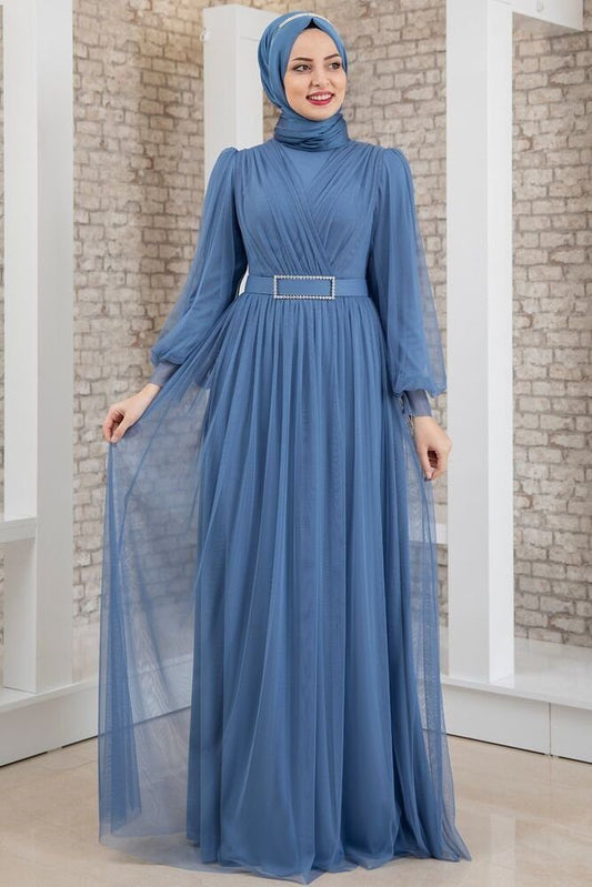 Maxikleid Damen Hijab Abendkleid mit Pailletten Modest Abiye Abaya (EYLÜL)