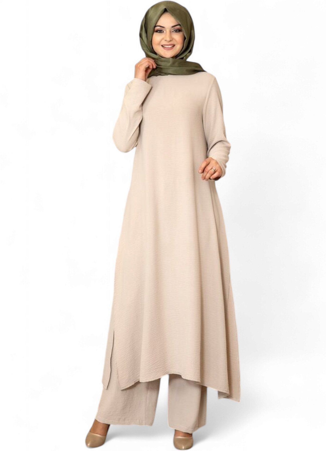 Longtunika Damen Zweiteiler Set - Tunika & Palazzo-Hose Modest Fashion