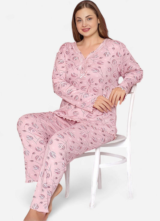 Schlafanzug 2-teiliges Damen Pyjama Set Langarm – Bambus Hypoallergen