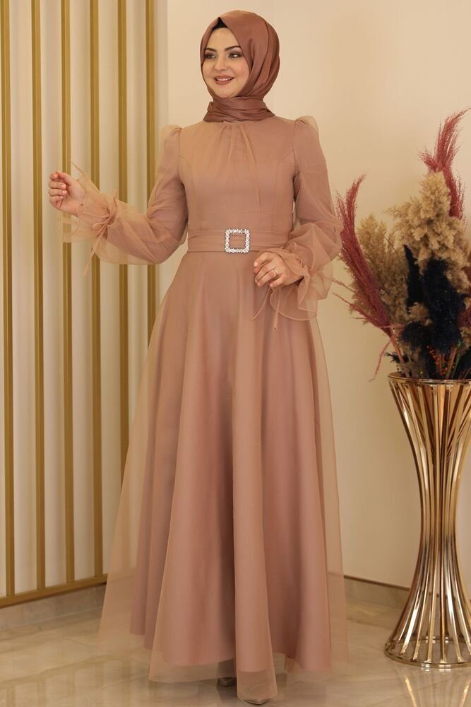 Abendkleid Damen Kleid langärmliges Maxikleid Abiye Abaya Hijab Mode