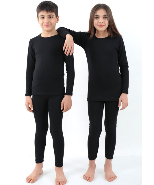 Thermounterhose Unisex Thermo Unterwäsche Set Kinder – Langarmshirt & Leggings