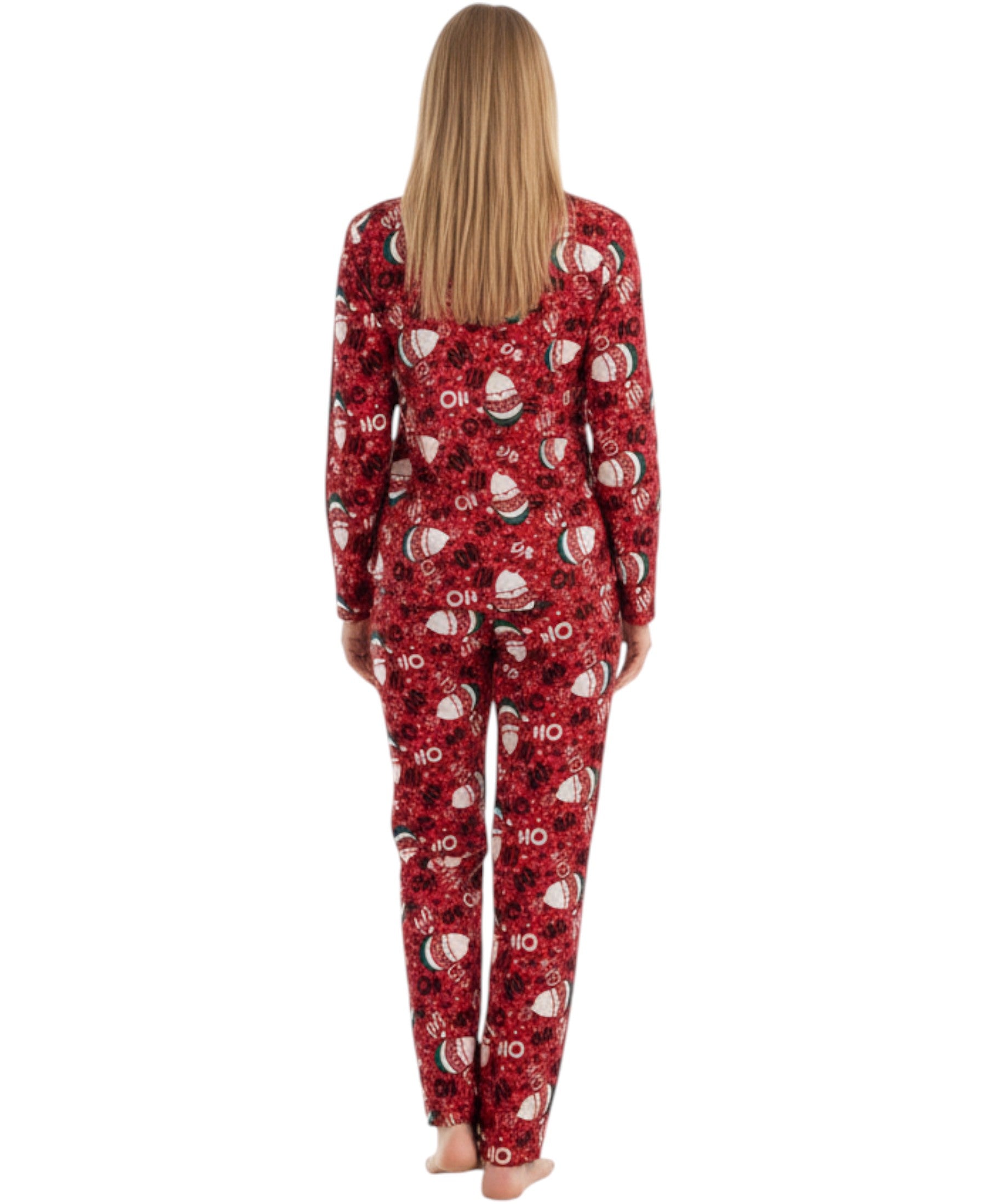 Damen Schlafanzug mit Weihnachtsmotiven, Baumwoll-Elasthan, Winter