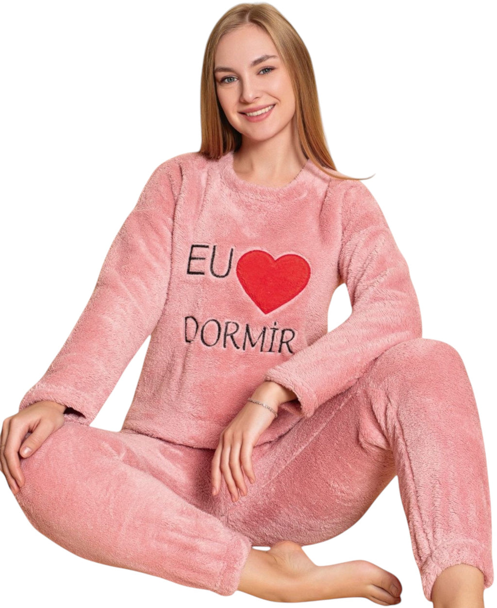 Hausanzug Plüsch Pyjama Damen Winter Schlafanzug 4 Designs
