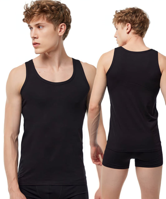 Unterhemd 3er-5er Pack Herren Modal Tops - schwarze Unterhemden