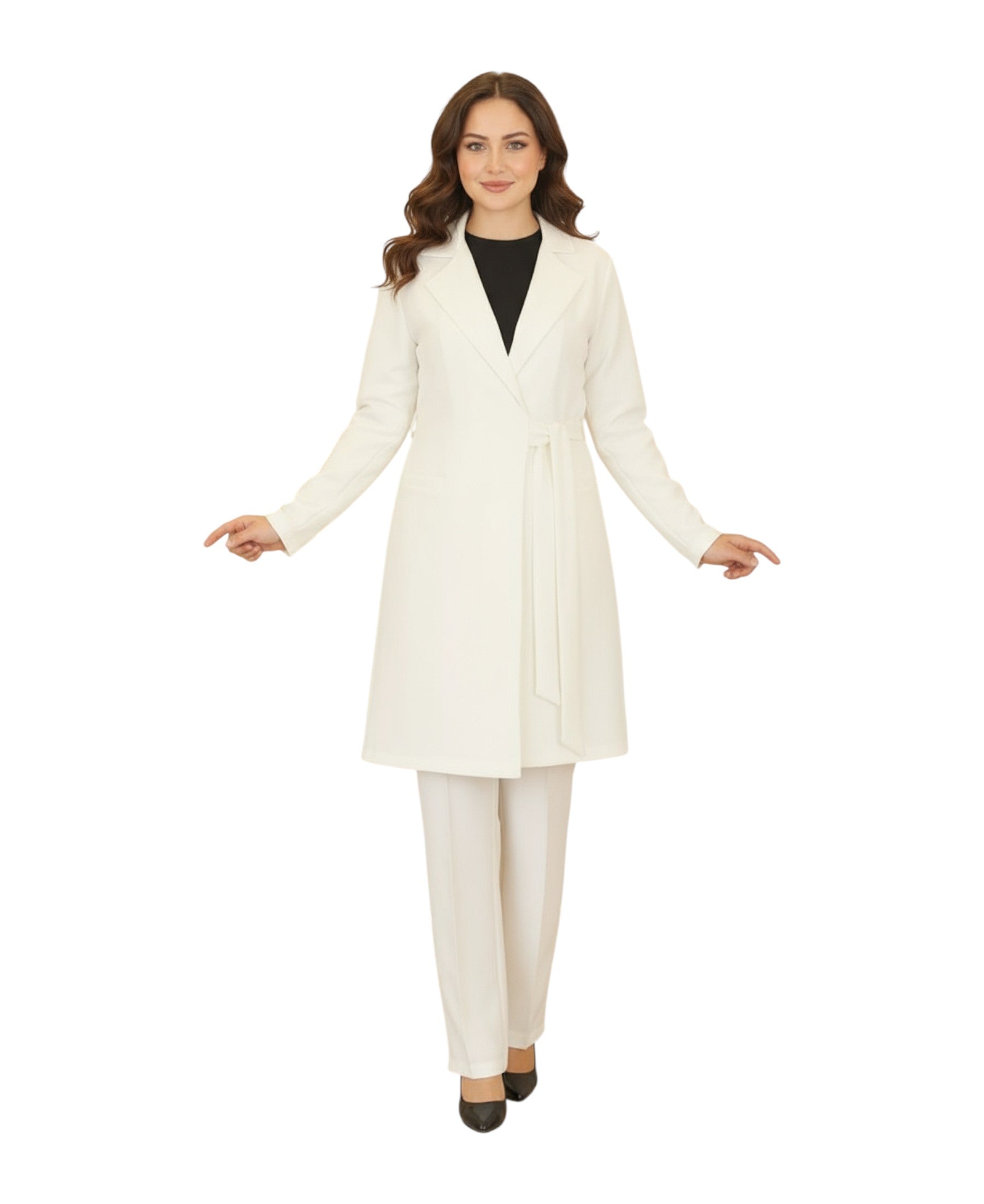 Hosenanzug Damen Zweiteiler – Langarm Long-Sakko mit Hose – Modest Fashion