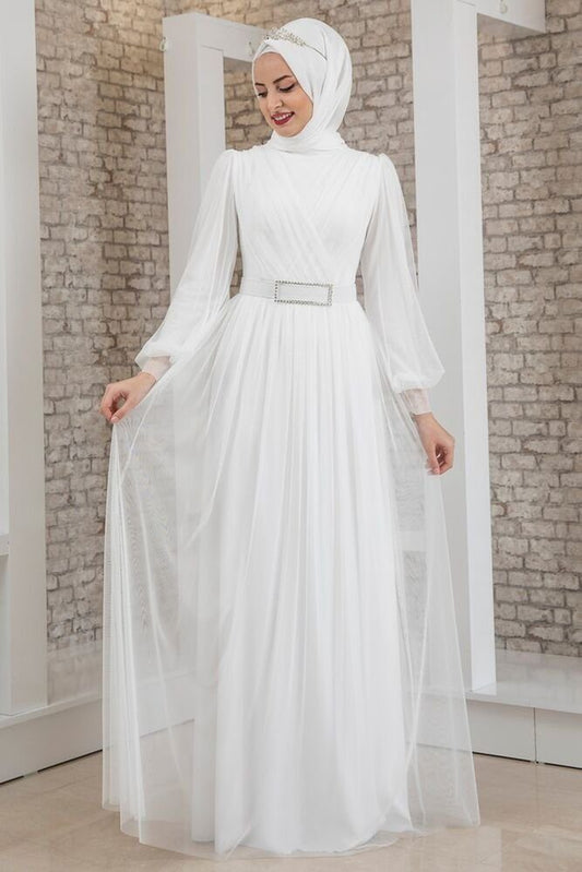 Maxikleid Damen Kleid aus Tüll - Abiye Abaya - Modest Fashion