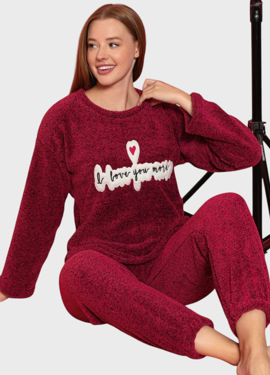 Hausanzug Plüsch Pyjama Damen Winter Schlafanzug 4 Designs