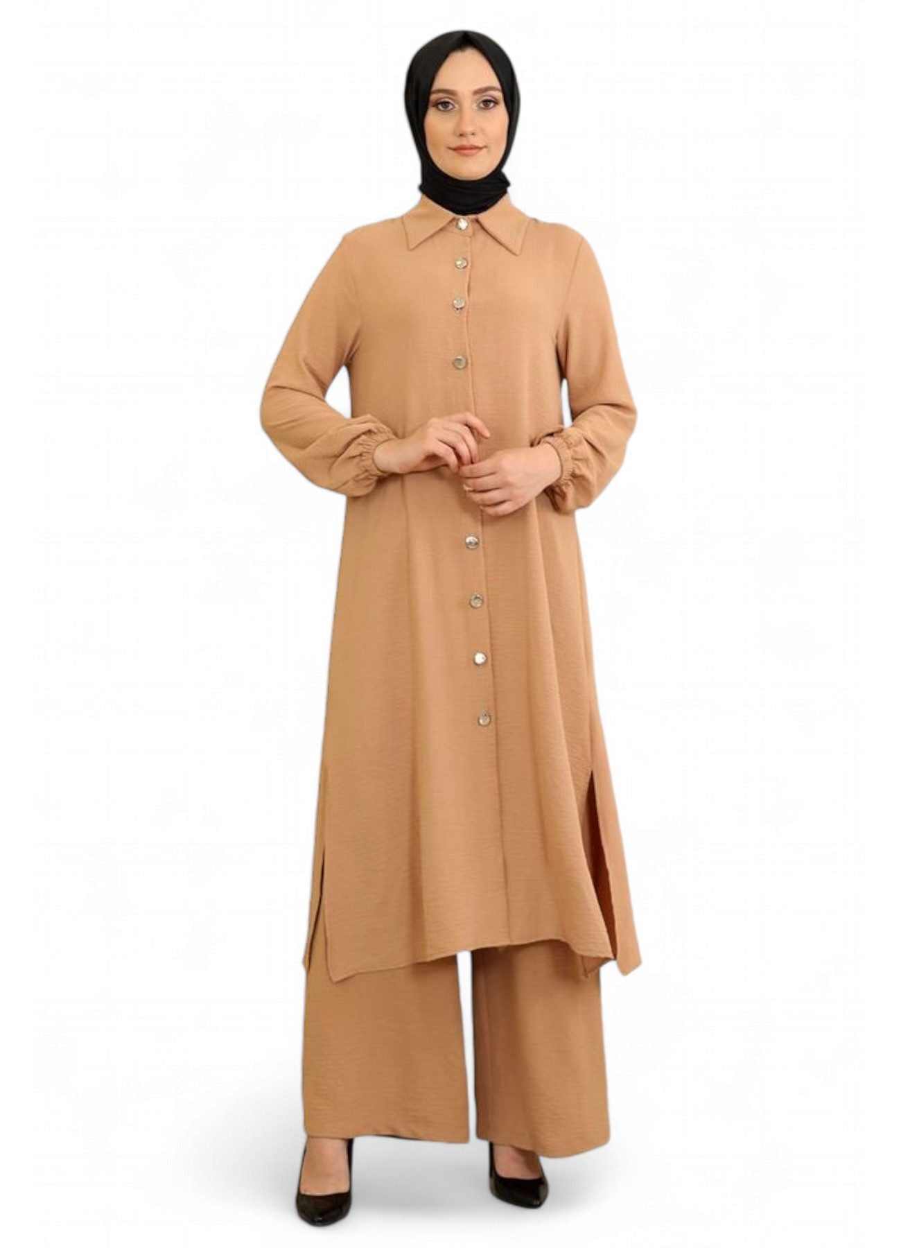 Longtunika Damen Anzug Lange Tunika mit Hose Hijab-Mode, Modest Fashion