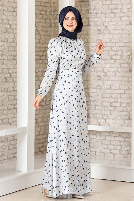 Satinkleid Abendleid gemustert Hijab Mode Modest Fashion Abaya Stil