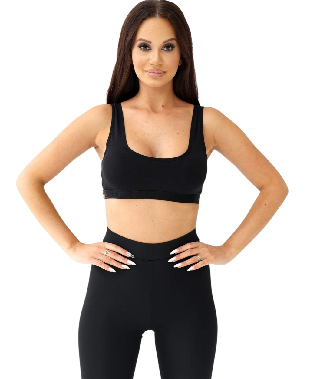 Bustier Damen Sport-BH Top mit breiten Trägern, V-Ausschnitt & Push-up-Pads