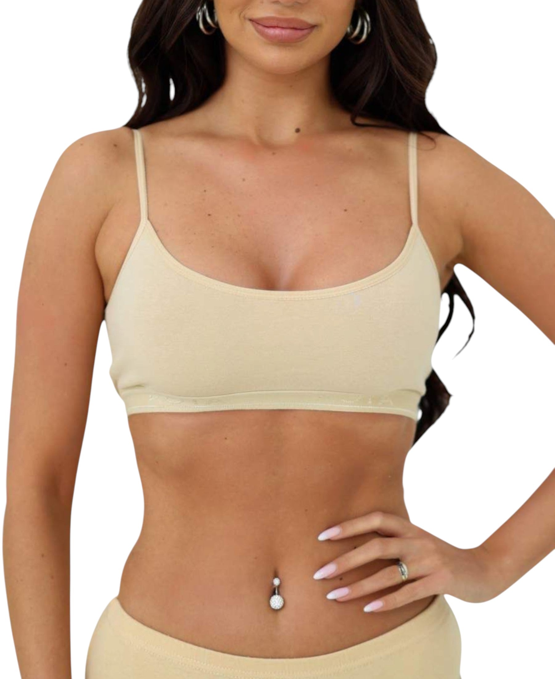 Bustier Damen Sport-BH Top mit Spaghettiträgern & abnehmbaren Pads