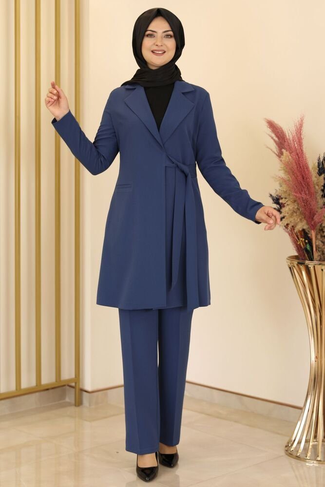 Hosenanzug Damen Zweiteiler – Langarm Long-Sakko mit Hose – Modest Fashion