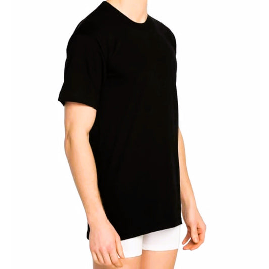 Unterhemd Herren 4er-Pack Unterziehshirts Kurzarm, Schwarz, 100% Baumwolle