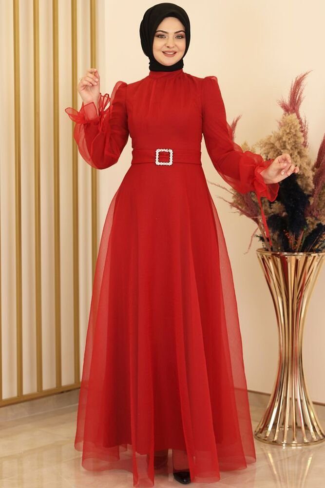 Abendkleid Damen Kleid langärmliges Maxikleid Abiye Abaya Hijab Mode