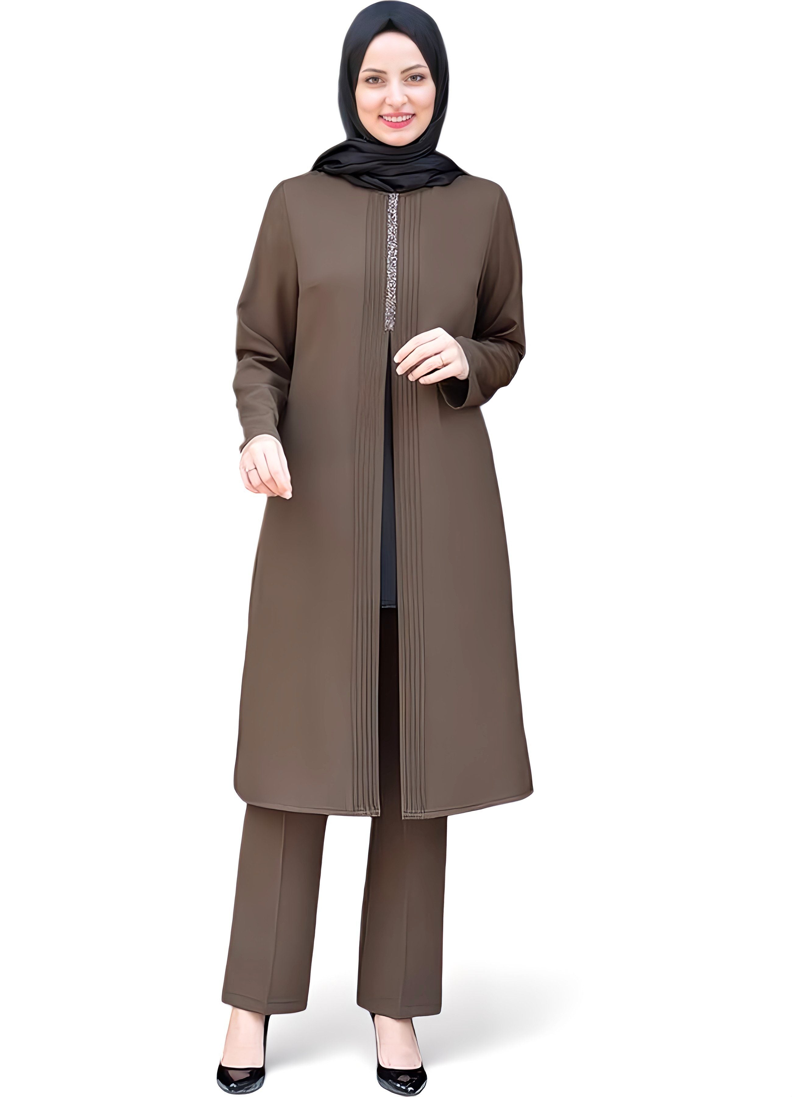 Anzug Damen Zweiteiler - Gerippte Longtunika mit Hose - Modest Fashion