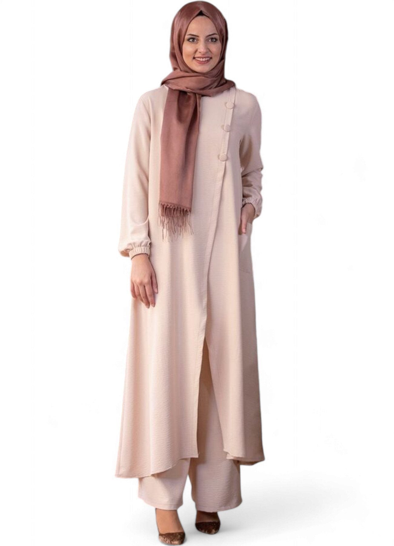 Longtunika Eleganter Damen Zweiteiler mit weiter Hose – Hijab Modest Fashion