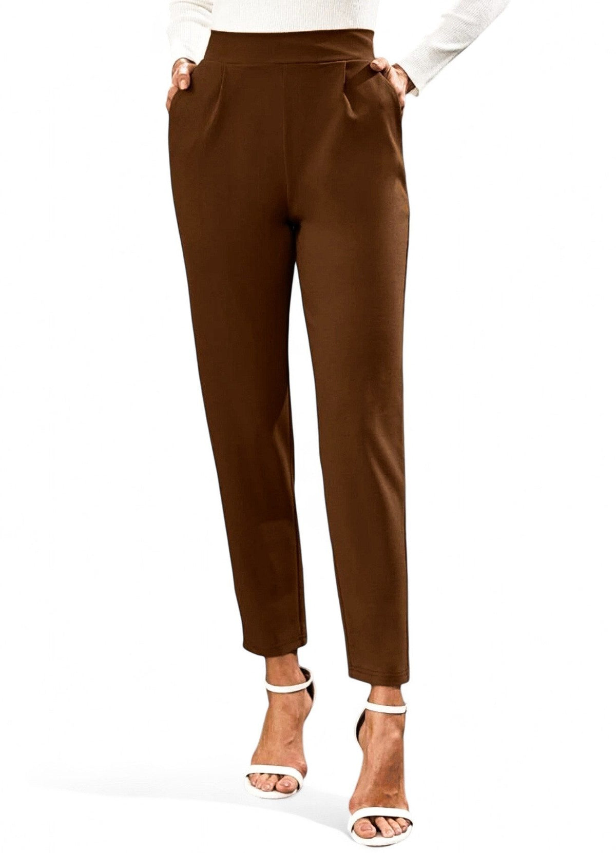 Anzughose Damen Stoffhose knöchellang mit hoher Taille