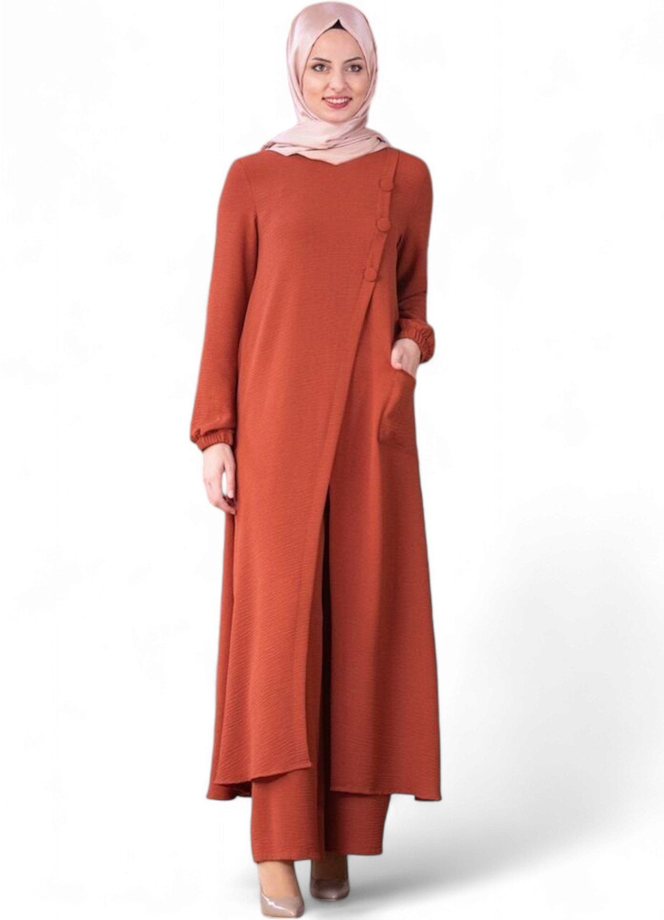 Longtunika Eleganter Damen Zweiteiler mit weiter Hose – Hijab Modest Fashion