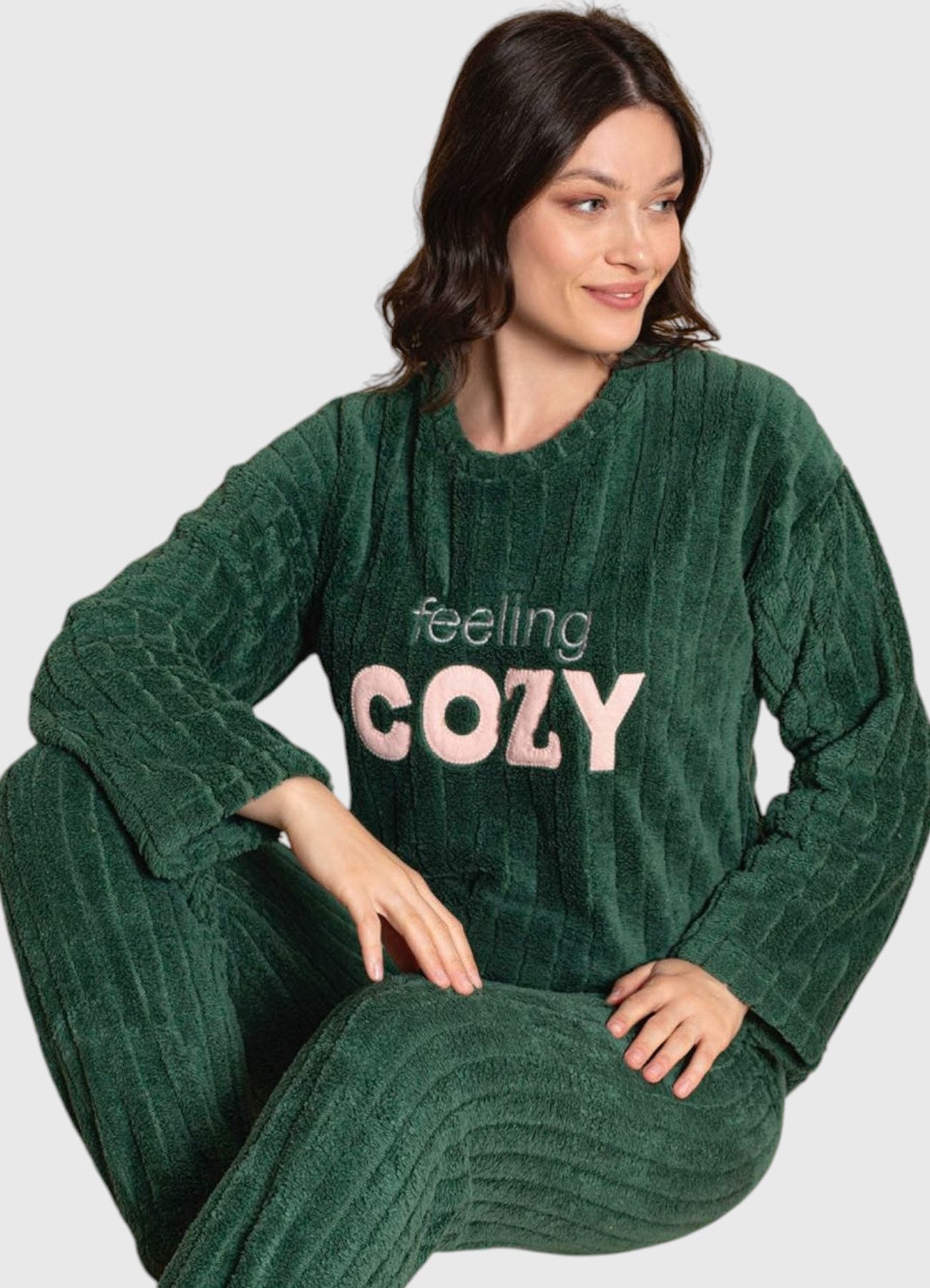 Hausanzug Plüsch Pyjama Damen Winter Schlafanzug 4 Designs