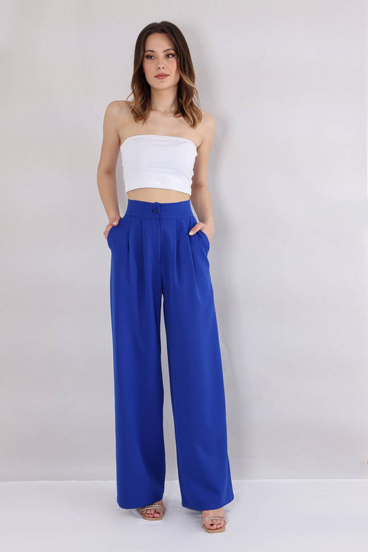 Bundfaltenhose Damen Palazzohose – Hoher Bund, Weites Bein