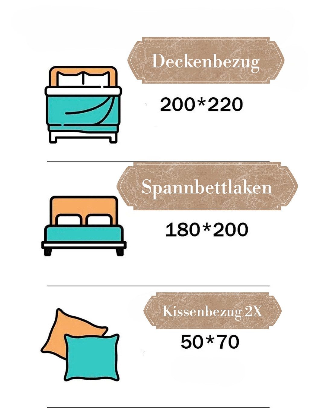 Bettwäsche Set 4-teilig Baumwolle mit Spannbettlacken - Bettbezug (200x220 cm) Einheitsgröße anthrazit/schwarz