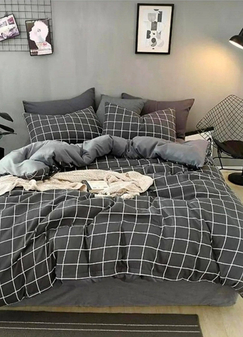 Bettwäsche Set grau 3-teilig Jersey 100% Baumwolle, 200x220 cm Einheitsgröße grau