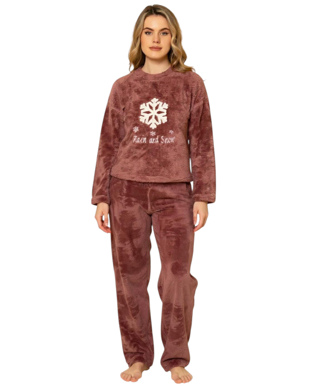 Hausanzug Plüsch Pyjama Damen Winter Schlafanzug 4 Designs