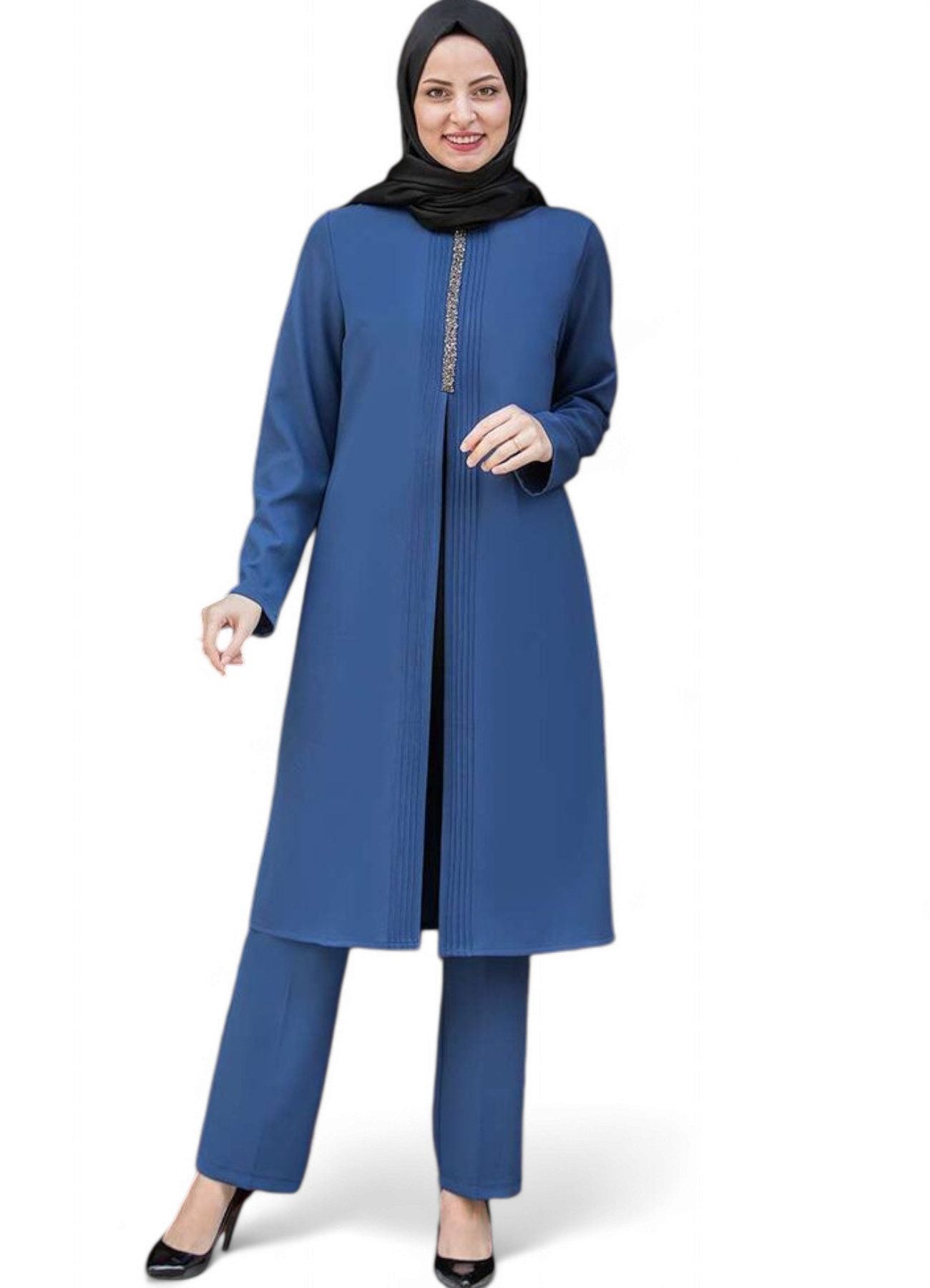 Anzug Damen Zweiteiler - Gerippte Longtunika mit Hose - Modest Fashion