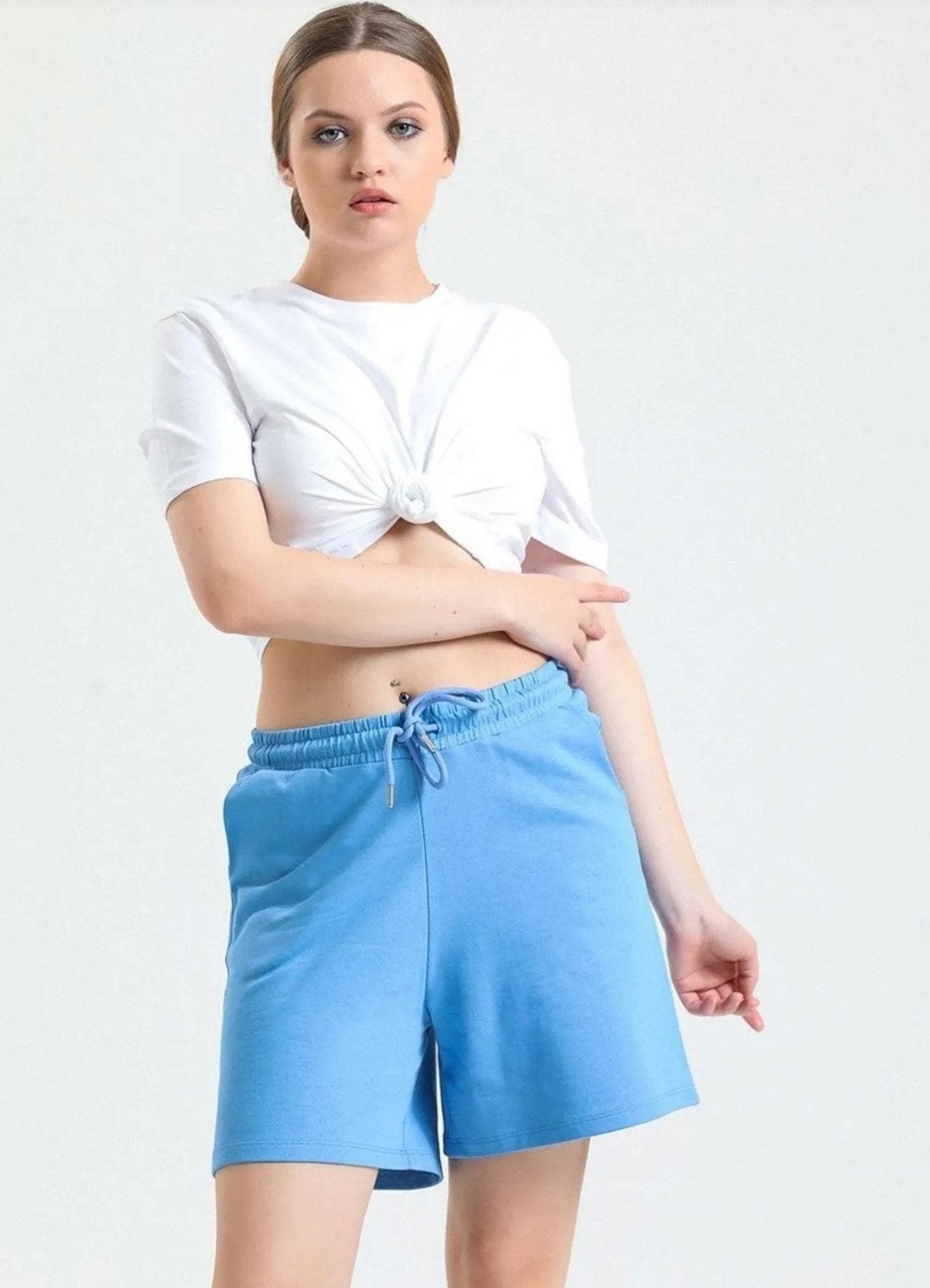 Shorts kurze Hose Damen Jogger Pants mit Kordelzug und elastischem Bund