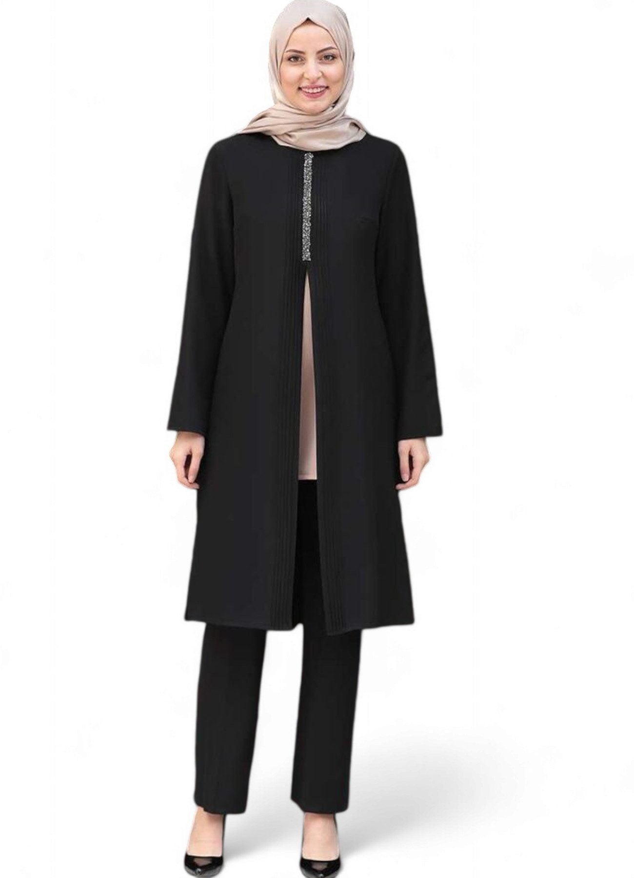Anzug Damen Zweiteiler - Gerippte Longtunika mit Hose - Modest Fashion