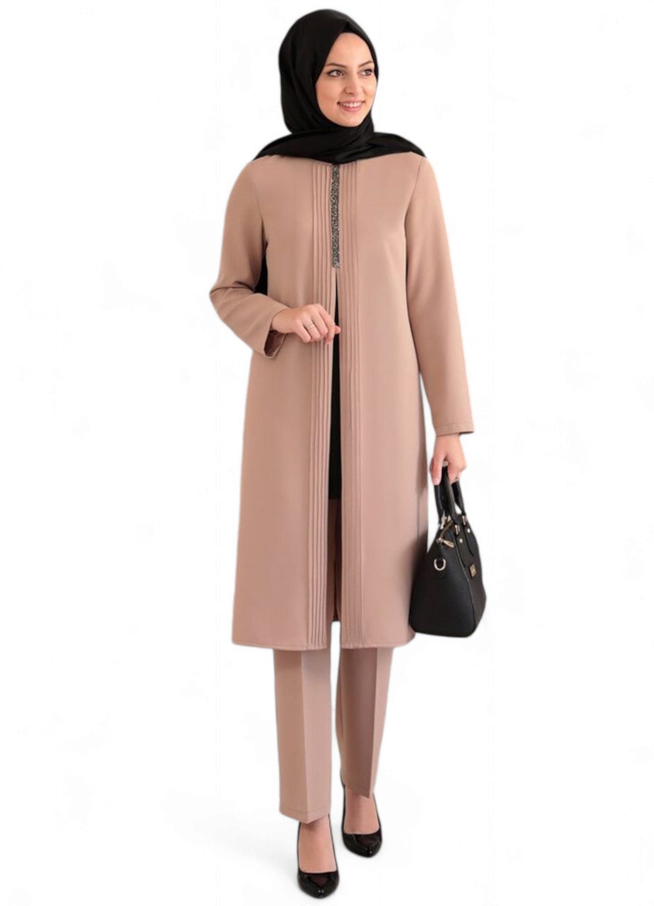 Anzug Damen Zweiteiler - Gerippte Longtunika mit Hose - Modest Fashion