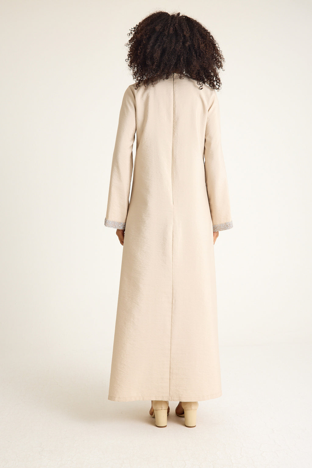Tunikakleid Damen Abaya mit Glitzerdetails in Leinenoptik