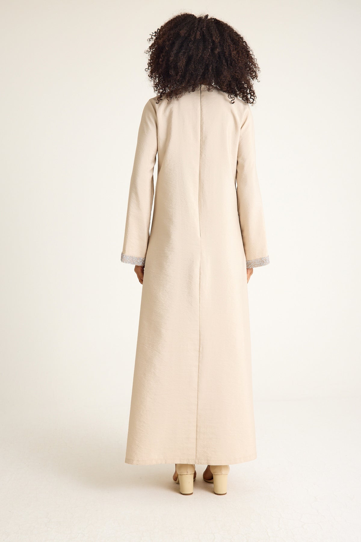 Tunikakleid Damen Abaya mit Glitzerdetails in Leinenoptik