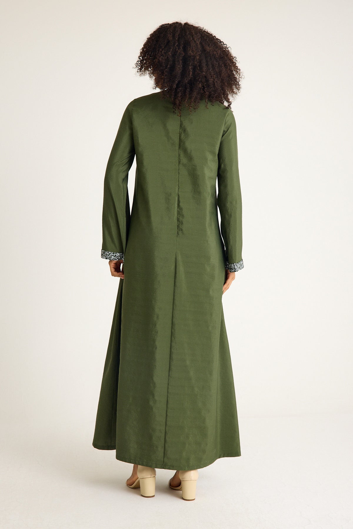 Tunikakleid Damen Abaya mit Glitzerdetails in Leinenoptik