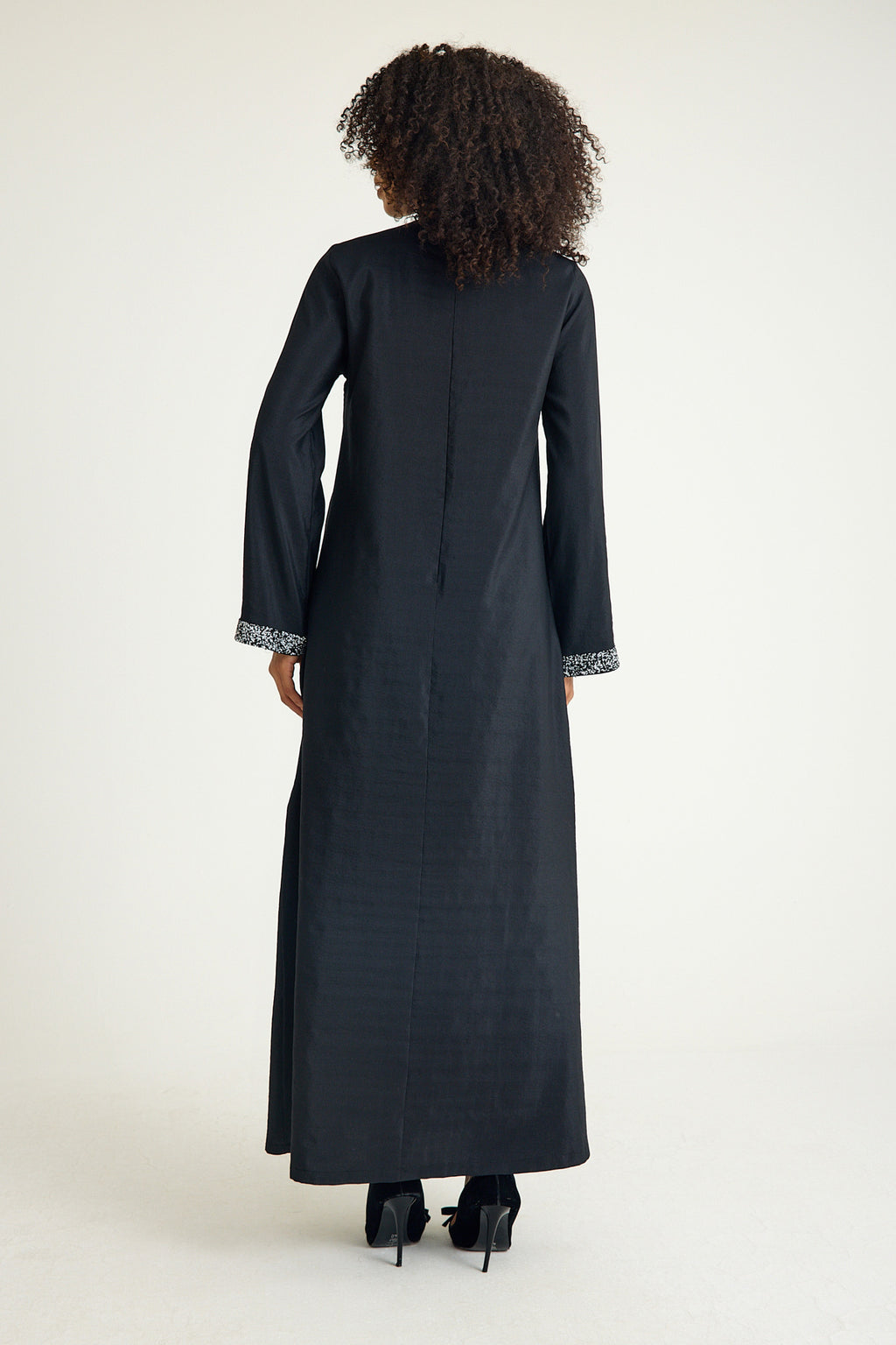Tunikakleid Damen Abaya mit Glitzerdetails in Leinenoptik
