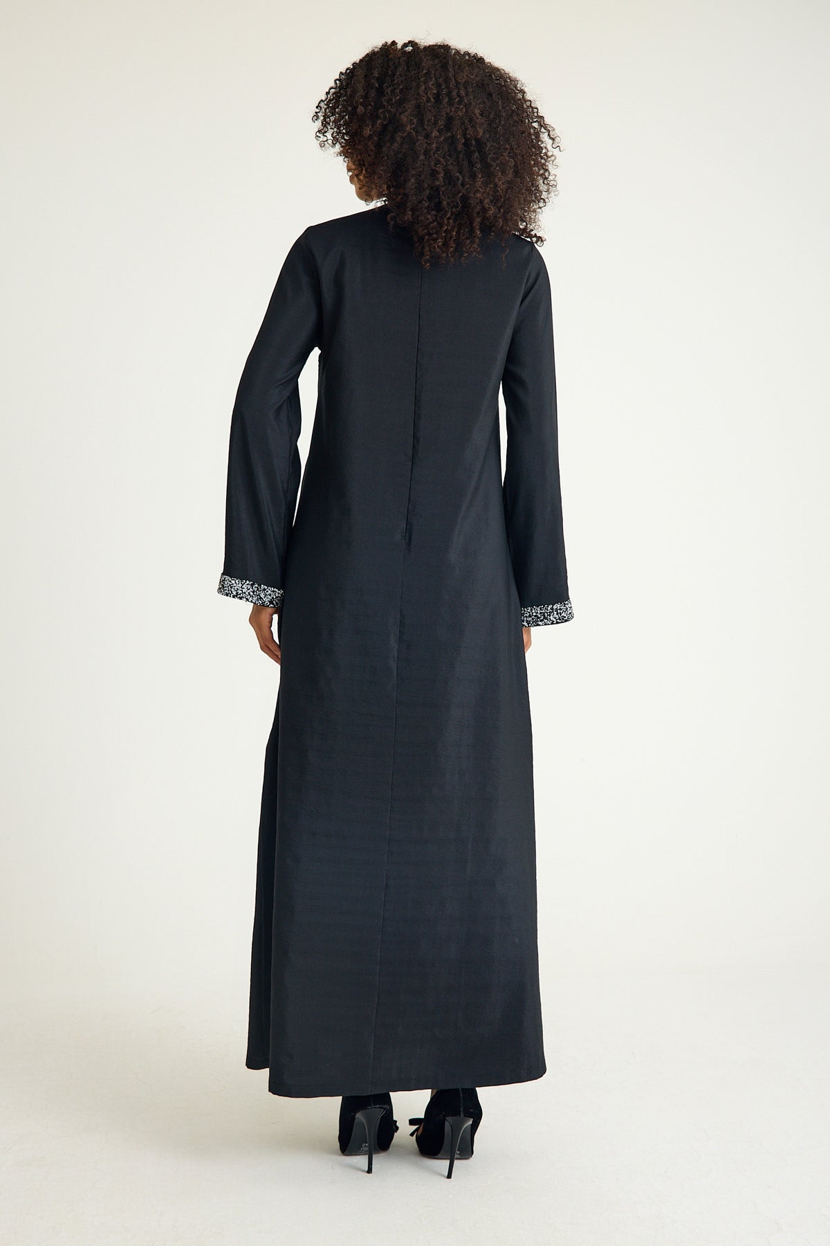 Tunikakleid Damen Abaya mit Glitzerdetails in Leinenoptik